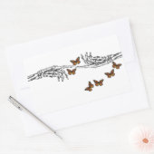 蝶とスケルトン 長方形シール (封筒)