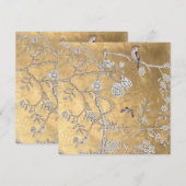 蝶とスズメのゴールドオリエンタルガーデンシーン 招待状 (正面/裏面)