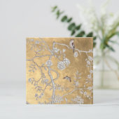 蝶とスズメのゴールドオリエンタルガーデンシーン 招待状 (スタンド正面)