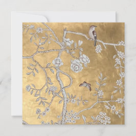 蝶とスズメのゴールドオリエンタルガーデンシーン 招待状