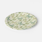 蝶とストライプグリーンバースデーパーティープレート ペーパープレート (アングル)