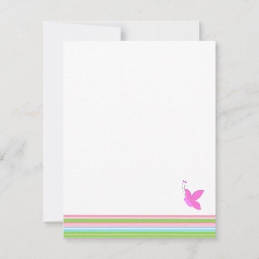 蝶とストライプベビーシャワー招待状 招待状 (裏面)