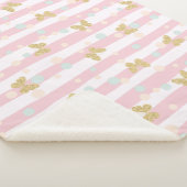 蝶とストライプ水玉模様 シェルパブランケット (3/4)