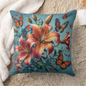 蝶とタイガーユリ クッション (ブランケット)