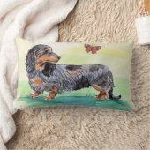 蝶とダシュント犬 ランバークッション (ブランケット)