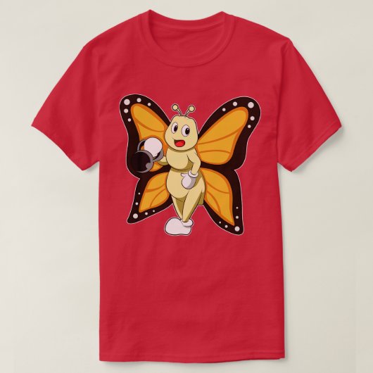 蝶とダンベルボディビル Tシャツ (デザイン正面)