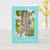 蝶とツタのフレーム写真マザーデイカード カード (黄色い花)