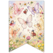 蝶とテントウムシの花の庭 お誕生日おめでとう バンティングフラッグ (第1の旗)