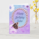 蝶とデイジーの誕生日カード姉妹 カード (黄色い花)