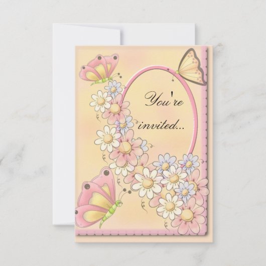 蝶とデイジーフラワーズ招待状 招待状 (正面)