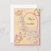 蝶とデイジーフラワーズ招待状 招待状 (正面/裏面)