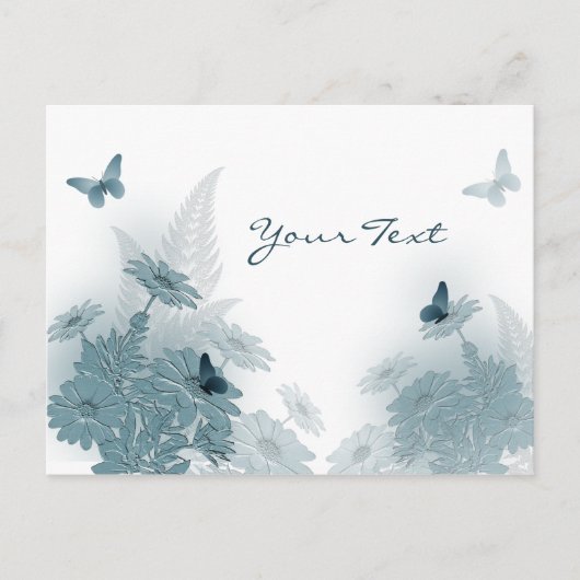 蝶とデイジー葉書 ポストカード (正面)