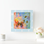 蝶とデイジー スクエア壁時計 (ホーム)