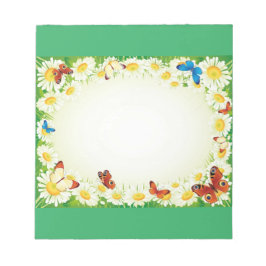 蝶とデイジー ノートパッド