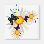 蝶とデイジー マグネット (正面)