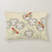蝶とデ絵を描ジタルフラワー付き枕 アクセントクッション (正面)