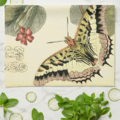 蝶とトンボと赤い花 キッチンタオル (折り畳み)