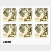 蝶とトンボと赤い花 スクエアシール (シート)