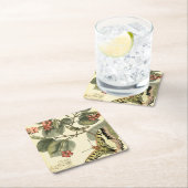 蝶とトンボと赤い花 スクエアペーパーコースター (インサイチュ)