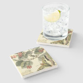 蝶とトンボと赤い花 ストーンコースター (横)