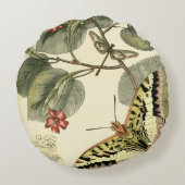 蝶とトンボと赤い花 ラウンドクッション (裏面)