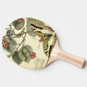 蝶とトンボと赤い花 卓球ラケット (横)