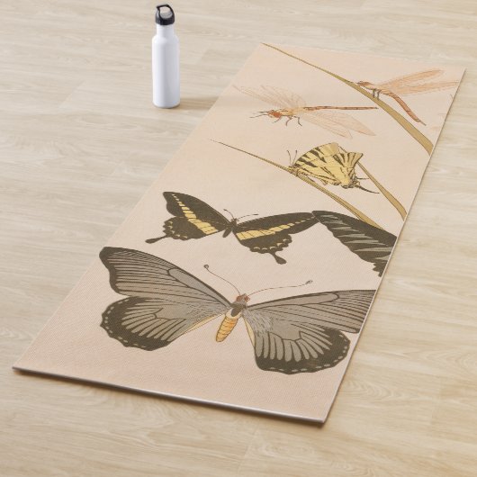 蝶とトンボヴィンテージ動物 ヨガマット (インサイチュ)