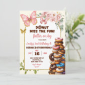 蝶とドーナツのジョイント誕生日 招待状 (スタンド正面)
