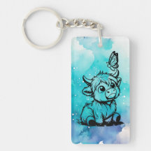 蝶とハイランド牛