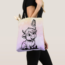 蝶とハイランド牛 トートバッグ