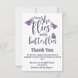 蝶とハエありがとう葬儀悔やみや弔慰 サンキューカード