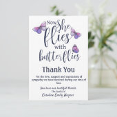 蝶とハエありがとう葬儀悔やみや弔慰 サンキューカード (スタンド正面)