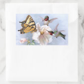 蝶とハチドリ 長方形シール (バッグ)