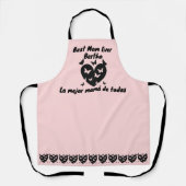 蝶とハートの名前をカスタムする,バイリンガルピンク エプロン (正面)