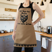 蝶とハートの名前をカスタムする、バイリンガルブラウン エプロン