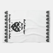 蝶とハートの名前をカスタムする，バイリンガルホワイト キッチンタオル (横)