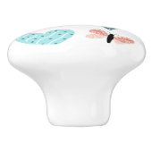 蝶とハートティール（緑がかった色）とピンク セラミックノブ (側面)