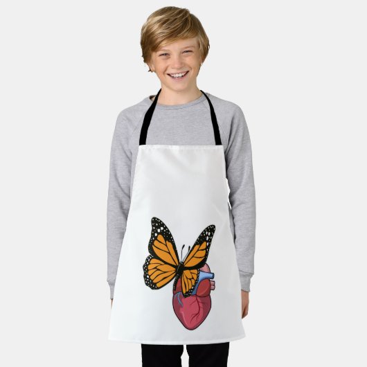 蝶とハート エプロン (着用した状態)