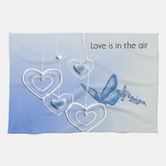 蝶とハート キッチンタオル (横)