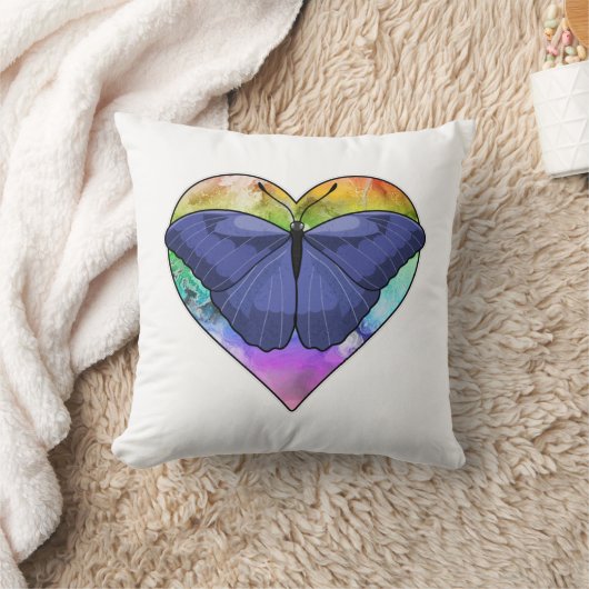蝶とハート クッション (ブランケット)