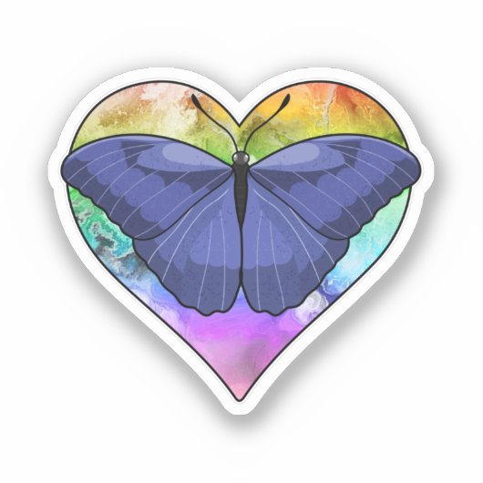 蝶とハート シール (正面)