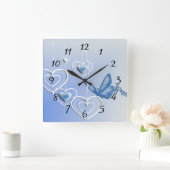 蝶とハート スクエア壁時計 (ホーム)