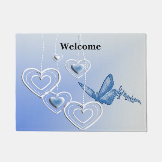 蝶とハート ドアマット (正面)