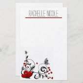 蝶とハート パーソナライズされた 便箋 (正面/裏面)