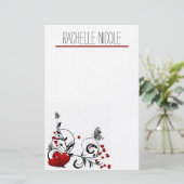 蝶とハート パーソナライズされた 便箋 (スタンド正面)