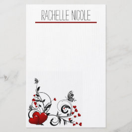 蝶とハート パーソナライズされた 便箋