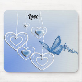 蝶とハート マウスパッド