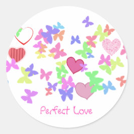 蝶とハート ラウンドシール