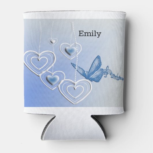 蝶とハート 缶クーラー (正面)