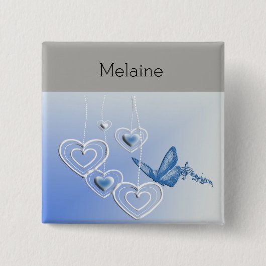 蝶とハート 缶バッジ (正面)